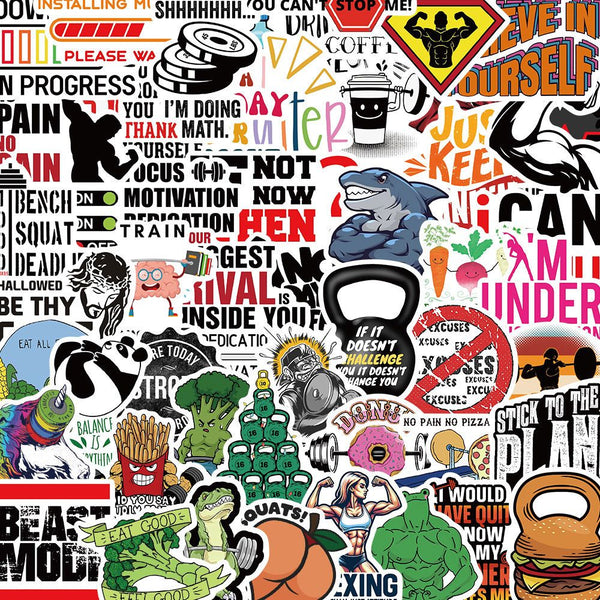 50pcs not repeated funny fitness waterproof sticker