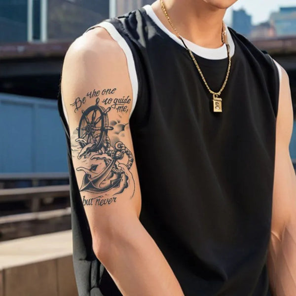 2pcs Anchor Helm Navigation Temporary Body Tattoo Stickers