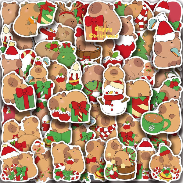 50pcs not repeated Christmas Capybara waterproof sticker