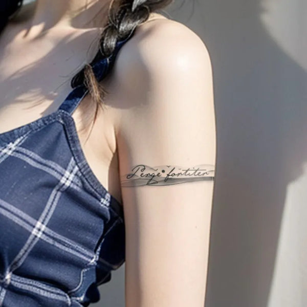 2pcs Smoke Trails Enveloping Words Temporary Body Tattoo Stickers