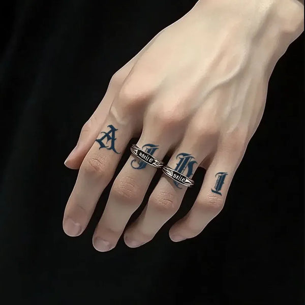 2pcs Gothic Lettering Temporary Body Tattoo Stickers