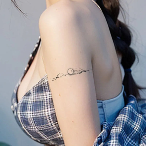 2pcs Ink Strands Entwined Moon Temporary Body Tattoo Stickers