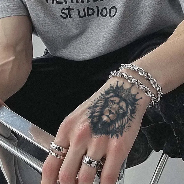 2pcs Lion King Crown Temporary Body Tattoo Stickers