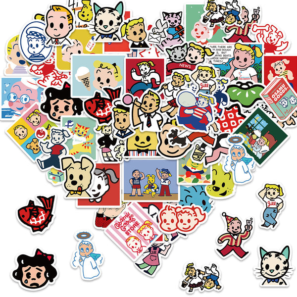 60pcs not repeated colorful cute cartoon waterproof sticker