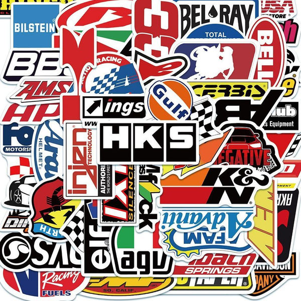 50pcs not repeated sports car logo assemble waterproof sticker