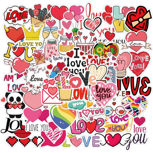 50pcs not repeated romantic love colorful cartoon waterproof sticker