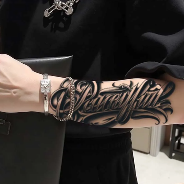 2pcs Floral Script Ink Temporary Body Tattoo Stickers