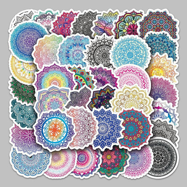 50pcs not repeated colorful Datura flower waterproof sticker