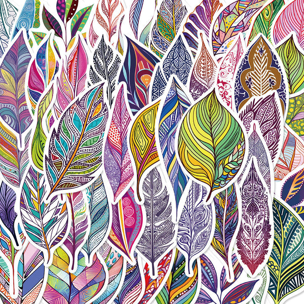 50pcs not repeated colorful leaves waterproof sticker