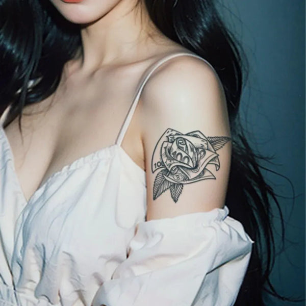 2pcs Golden Rose Interlace Temporary Body Tattoo Stickers