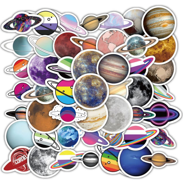 60pcs not repeated universe planet waterproof sticker