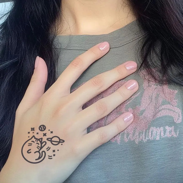 2pcs Cat Star Voyage Temporary Body Tattoo Stickers