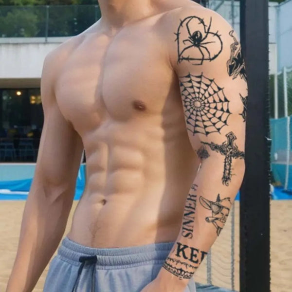 2pcs Edgy Patchwork Temporary Body Tattoo Stickers