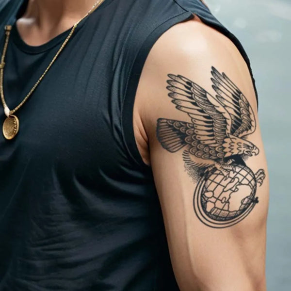 2pcs Eagle Circle Universe Temporary Body Tattoo Stickers