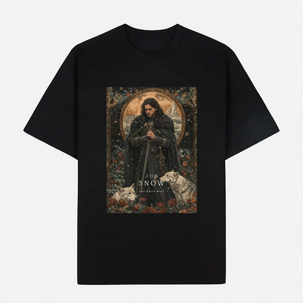 Game of Thrones – Jon Snow (The White Wolf) Limited Art Design Graphic Cotton T-Shirt