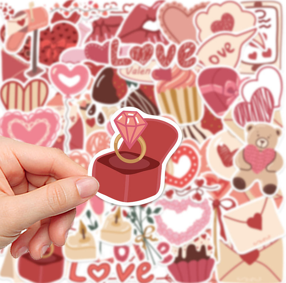 Line Sticker Romantic 58pcs not repeated romantic love pink sweet girl waterproof sticker ...