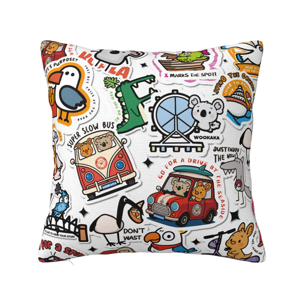 Cute Cartoon Square Pillow Cover